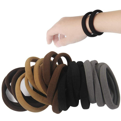 20 PCS Thick Seamless Hair Ties for Curly Heavy and Long Hair Brown Hair Elastics for Women Men and Girls Big Pony Tails Holders (5 Cm in Diameter, 1 Cm in Width) - WORLD TIME VISITS