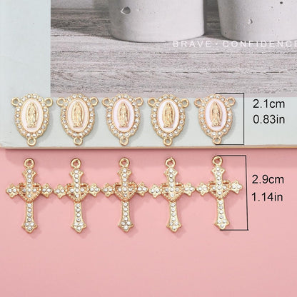 20 Piece Set Rhinestone Cross Connectors and Pendants for Jewelry Making (Gold)