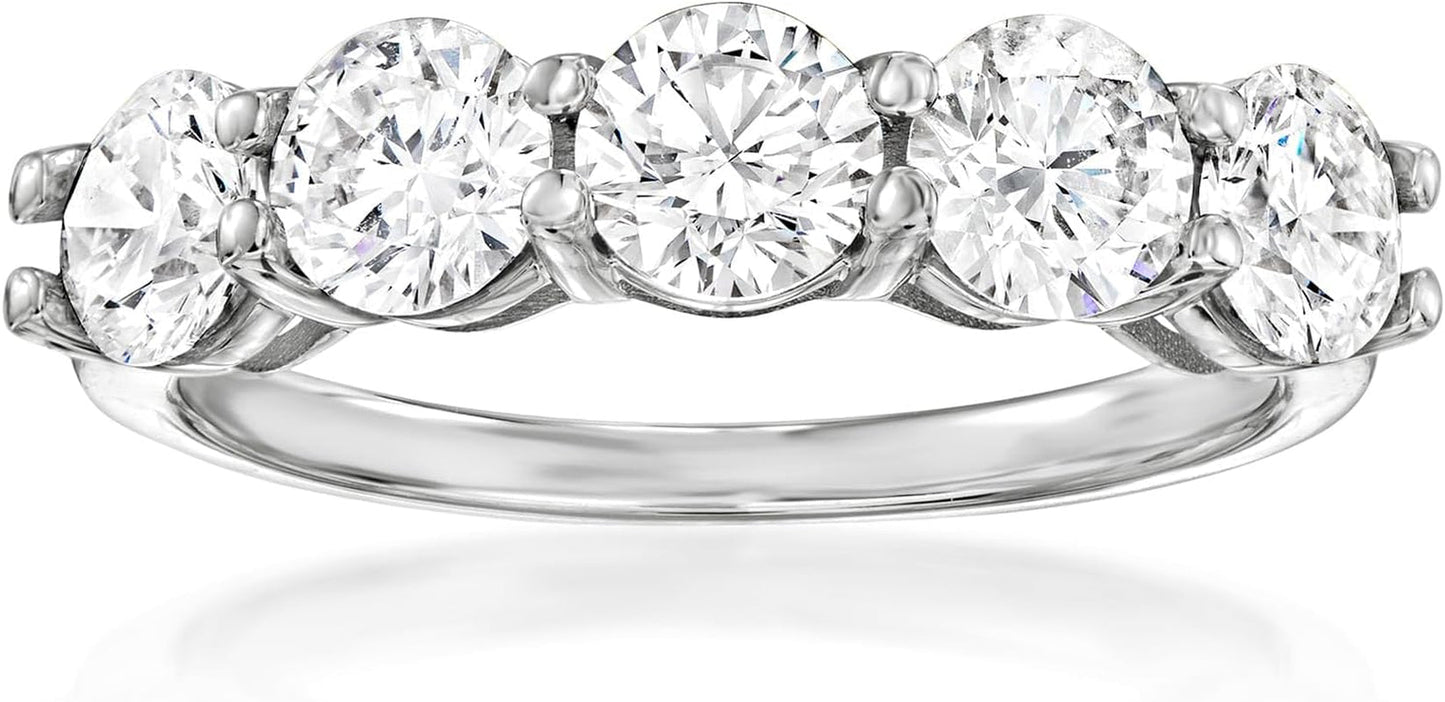 2.00 Ct. T.W. Lab - Grown Diamond 5 - Stone Ring in 14Kt White Gold. Size 7 - WORLD TIME VISITS
