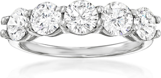 2.00 Ct. T.W. Lab - Grown Diamond 5 - Stone Ring in 14Kt White Gold. Size 7 - WORLD TIME VISITS