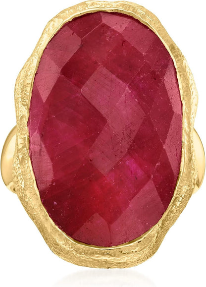 20.00 Carat Ruby Ring in 18Kt Gold over Sterling. Size 6 - WORLD TIME VISITS