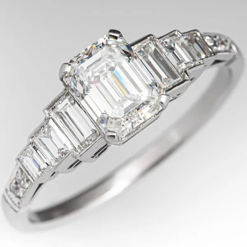 Square 925 Silver Plated Cubic Zirconia Ring Elegant Bridal Engagement Promise Rings Fashion Wedding Jewelry Party Gift - WORLD TIME VISITS