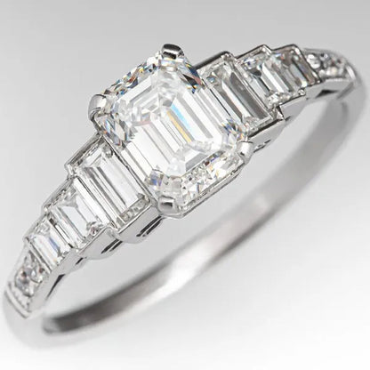 Square 925 Silver Plated Cubic Zirconia Ring Elegant Bridal Engagement Promise Rings Fashion Wedding Jewelry Party Gift - WORLD TIME VISITS