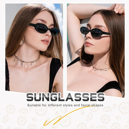 Sunglasses Womens Retro Oval Sunglasses for Women Men Fashion Small Oval Sun Glasses 90S Vintage Driving Shades