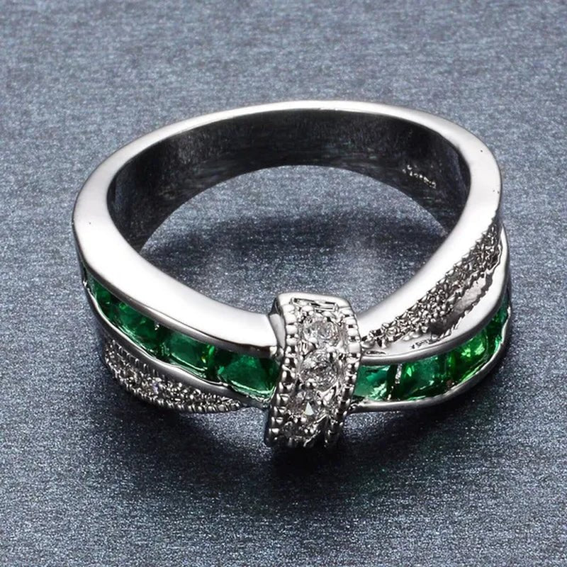 2016 Size 6-10 Black Sapphire Corssed CZ Wedding Rings Women's White Gold Filled Band