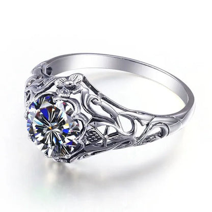2017 Romantic Antique Female Ring 2ct AAAAA White Created Zircon 925 Sterling Silver Engagement Wedding Band Ring For Women