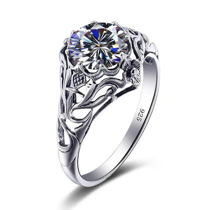 2017 Romantic Antique Female Ring 2ct AAAAA White Created Zircon 925 Sterling Silver Engagement Wedding Band Ring For Women - WORLD TIME VISITS