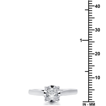 1/2 Carat T.W. round Diamond 10 Kt White Gold Miracle Plate Solitaire Engagement Ring