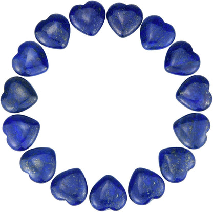 15 Packs 0.8 Inch Healing Crystal Natural Lapis Lazuli Heart Love Carved Palm Worry Stone Chakra Reiki Balancing