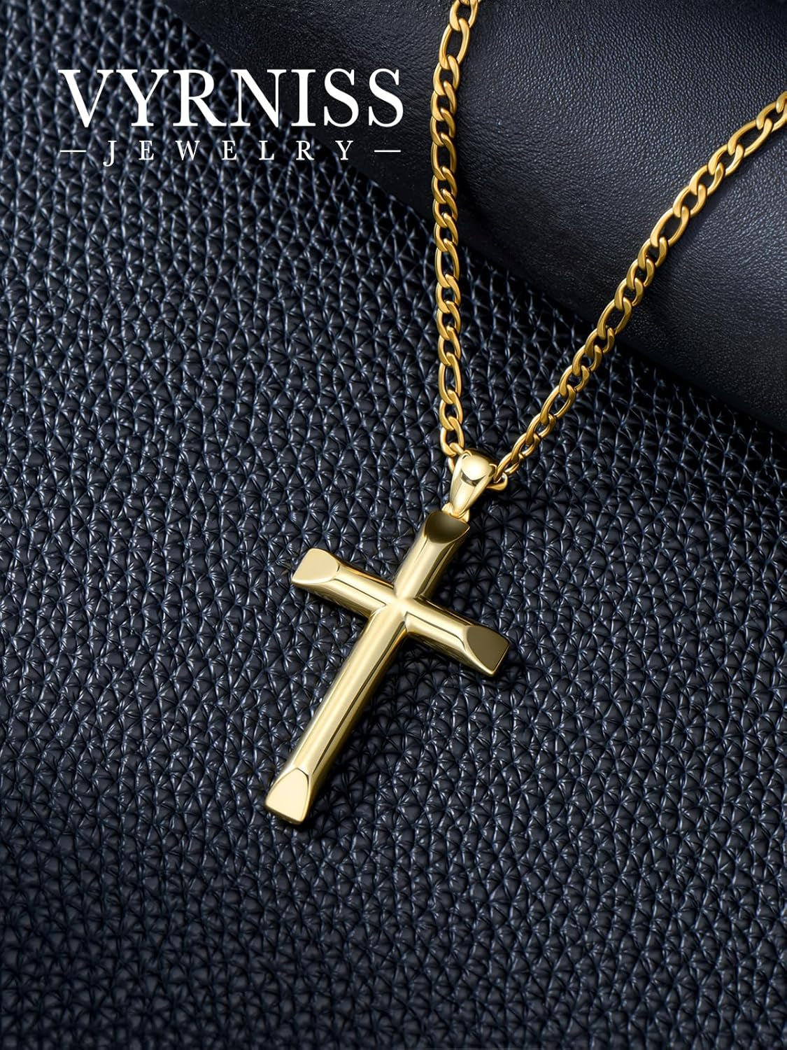 18K Gold Cross Necklace for Men Gold Cross Pendant Minimalist Cross Christian Jewelry Religious Gift