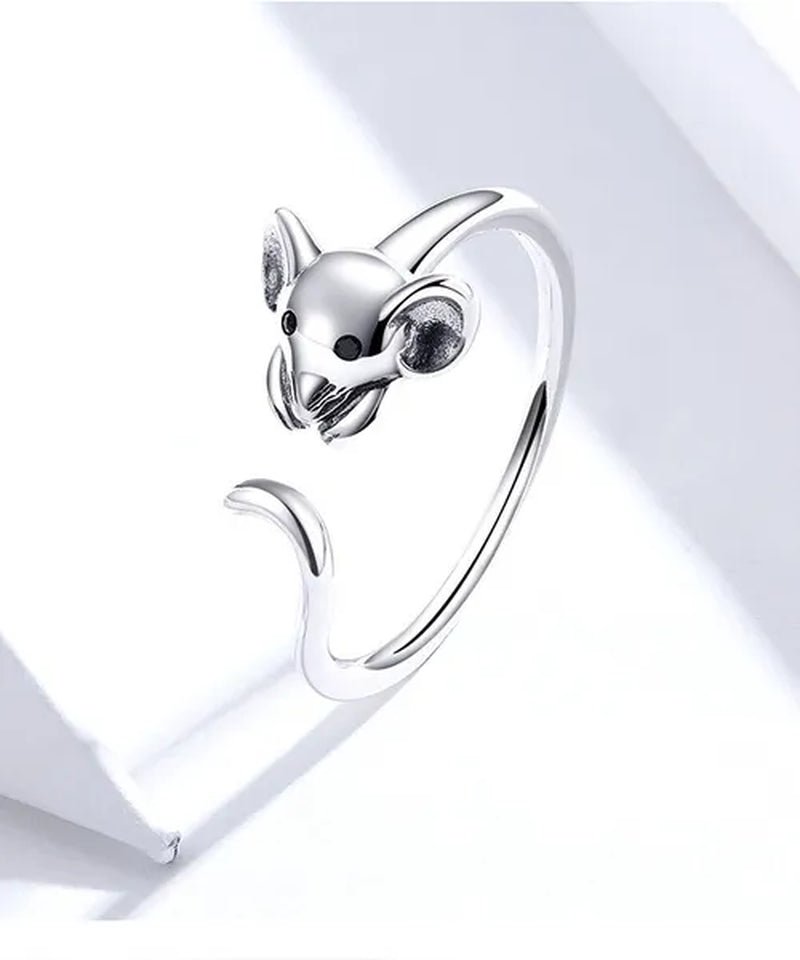 2020 Animal Rat Open Ring 925 Sterling Silver Cute Little Mouse Adjustable Ring for Women Fashion Jewelry