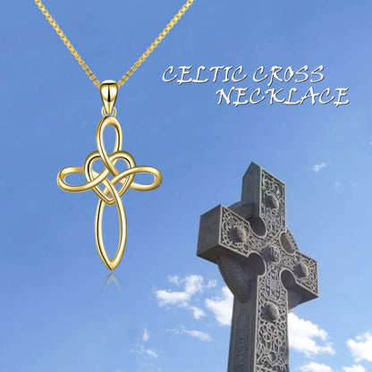 Celtic Knot Cross Necklace Sterling Silver Infinity Love Heart Pendant Necklace