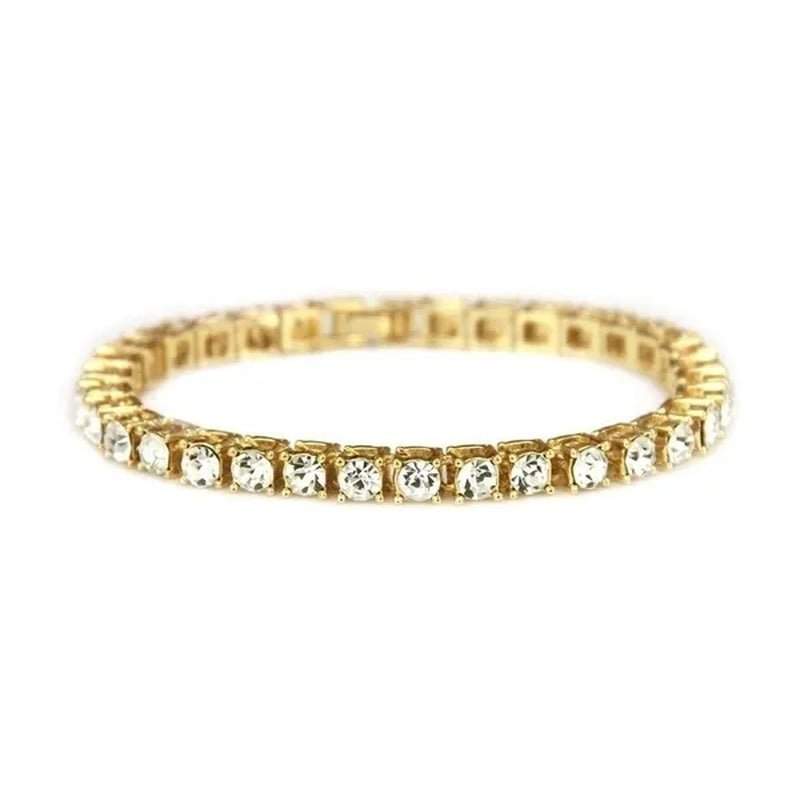 2021 Lastest Hip Hop Mens Iced Out Diamond Crystal Single Row Tennis Bracelet Silver and