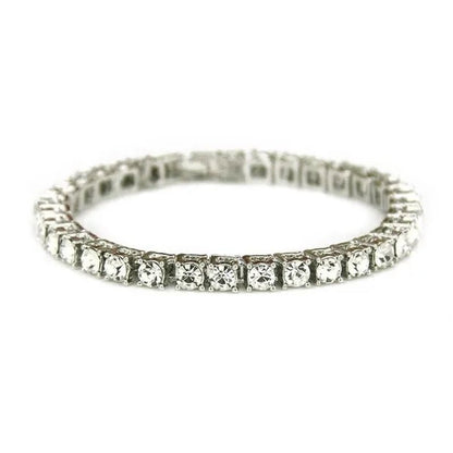 2021 Lastest Hip Hop Mens Iced Out Diamond Crystal Single Row Tennis Bracelet Silver and