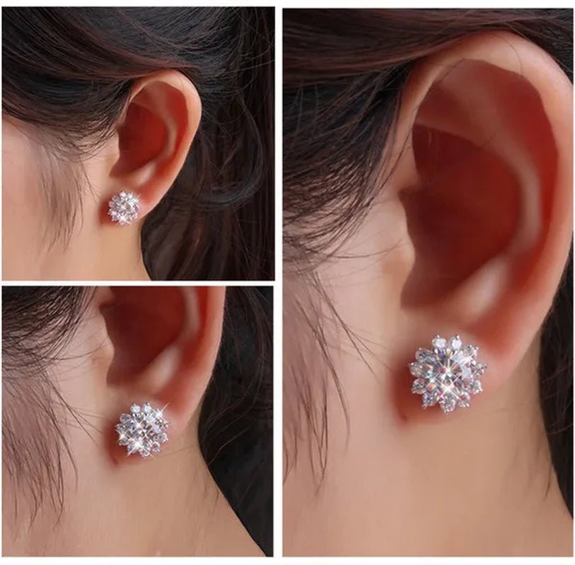 2022 8mm(2.0ct) Moissanites Diamond Ear Studs 925 Silver Six Star Snowflake Pink Gift Box Packing Round Brilliant Cut 8mm(2.0ct) D Color Jewelry with Certification - WORLD TIME VISITS