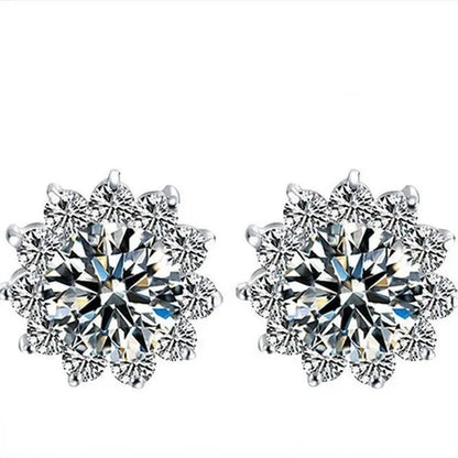 2022 8mm(2.0ct)  Moissanites Diamond Ear Studs 925 Silver Six Star Snowflake  Pink Gift Box Packing Round Brilliant Cut 8mm(2.0ct) D Color Jewelry with Certification