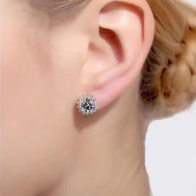 2022 8mm(2.0ct) Moissanites Diamond Ear Studs 925 Silver Six Star Snowflake Pink Gift Box Packing Round Brilliant Cut 8mm(2.0ct) D Color Jewelry with Certification - WORLD TIME VISITS