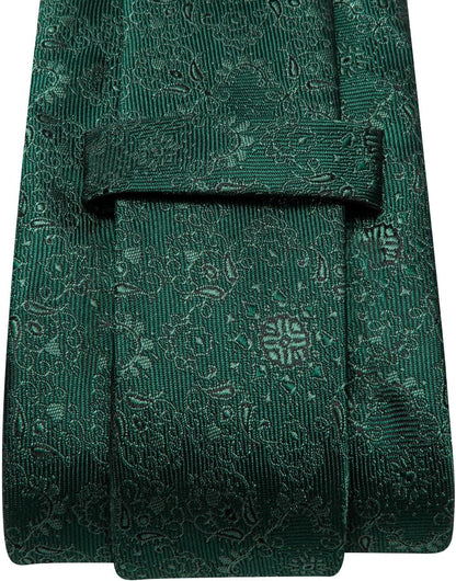 Mens Paisley Floral Silk Tie for Men Striped Necktie and Pocket Square Cufflinks Set Wedding Business