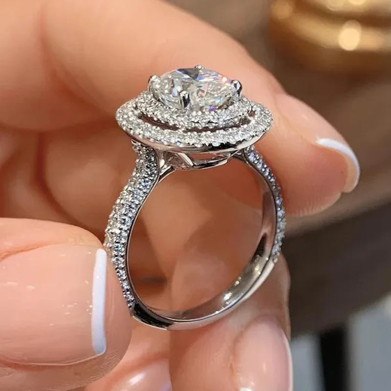 Delicate Bridal Engagement Rings Oval White Sapphire Cubic Zirconia Rings for Women Wedding Jewelry Gift