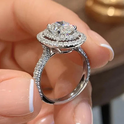 Delicate Bridal Engagement Rings Oval White Sapphire Cubic Zirconia Rings for Women Wedding Jewelry Gift
