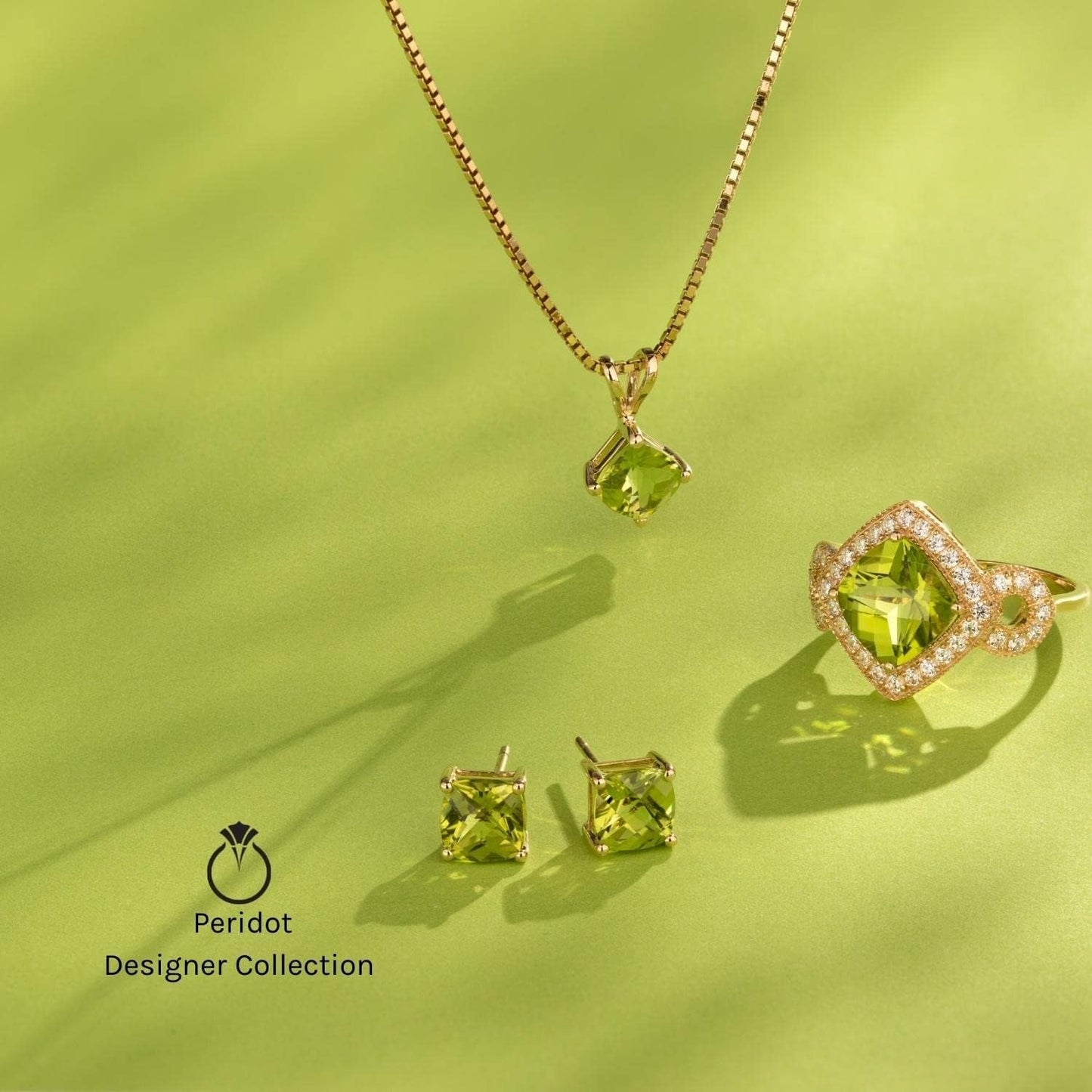 Solid 14K White Gold Peridot Pendant for Women, Genuine Gemstone Classic Solitaire, Cushion Cut, 6Mm, 1 Carat Total, Real Gold Peridot Jewelry, August Birthstone Necklace, W/Jewelry Box
