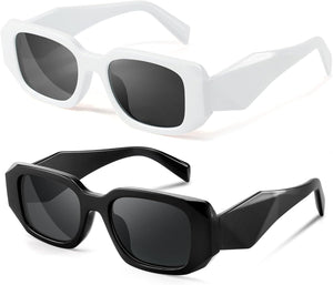 Trendy Rectangle Sunglasses for Women Men,Y2K Vintage Retro 90S Aesthetic Cool Driving Sunglasses