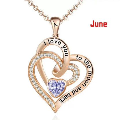 Ladies Heart-shaped Necklace Plated 925 Sterling Silver Birthday Jewelry I Love You Heart-shaped Diamond Necklace Birthday Gift for Girlfriend, Wife, Mother, Daughter, Grandmother