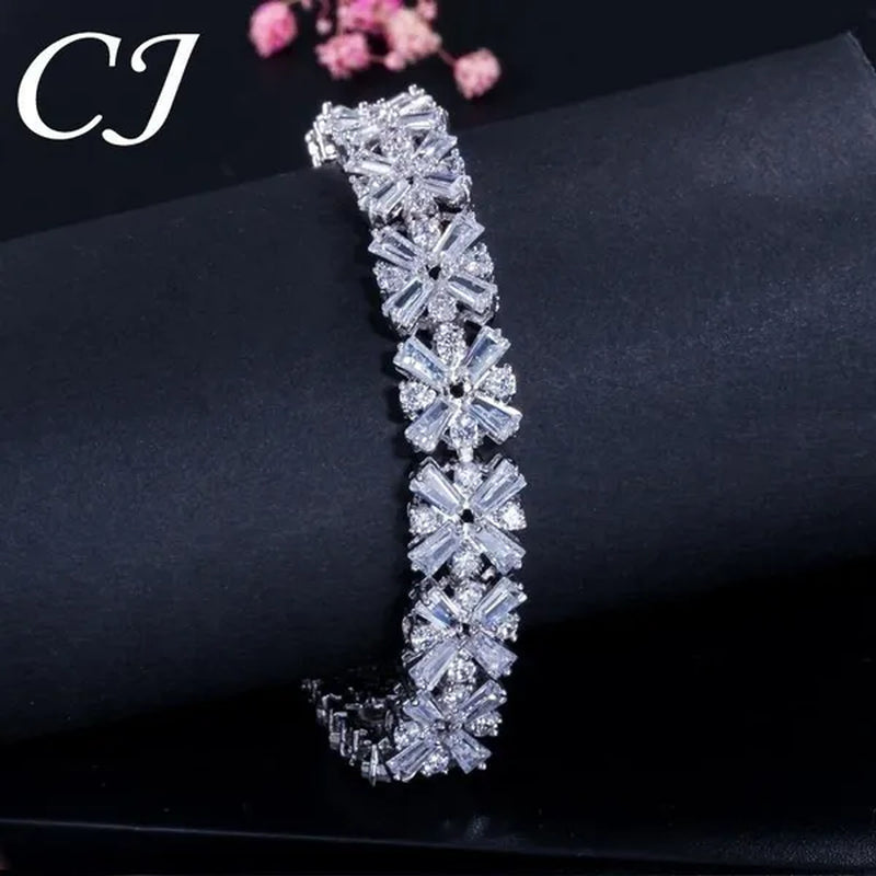 CANDICE Luxury Bridal White Gold Plated Jewelry Top Quality AAA+ Cubic Zirconia Wedding Bracelet Bangle for Bride - WORLD TIME VISITS