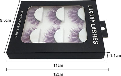 Colorful Eyelashes Halloween Colored Long Dramatic False Eyelashes Party Women Cosmetic Russian Strip Lashes Handmade Reusable 18 Pairs,Brown
