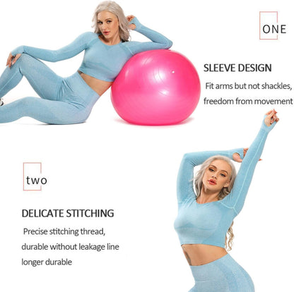 Women'S Long Sleeves Workout Crop Tops Seamless Sports Shirts Fitness Activewear