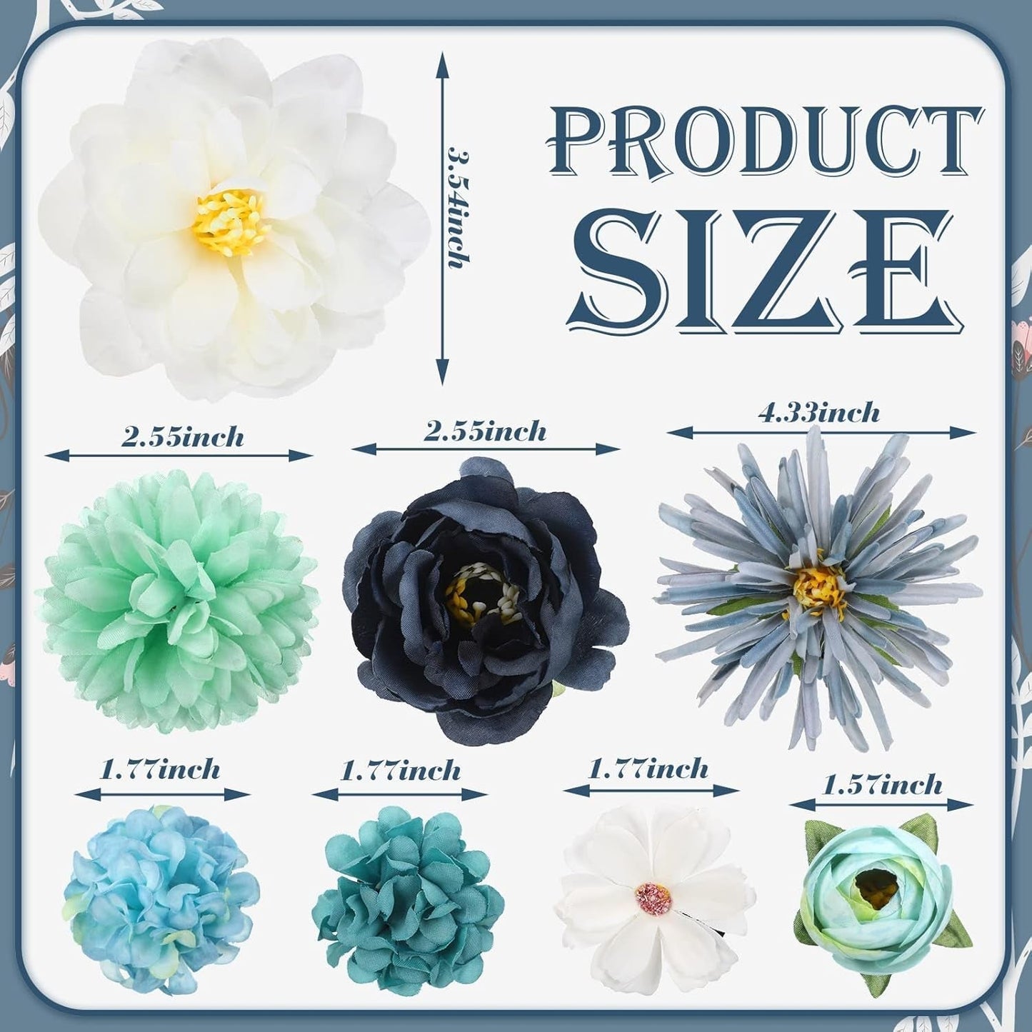 21 Pcs Flower Hair Clip Rose Hair Clips Barrettes for Women Flower Accessories Boho Bride Claw Clip Hairpin Brooch Pin Headpiece for Wedding(Light Blue)