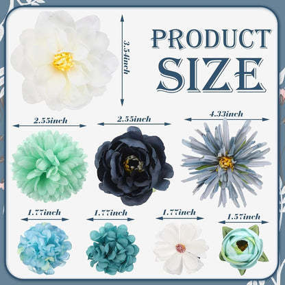21 Pcs Flower Hair Clip Rose Hair Clips Barrettes for Women Flower Accessories Boho Bride Claw Clip Hairpin Brooch Pin Headpiece for Wedding(Light Blue)