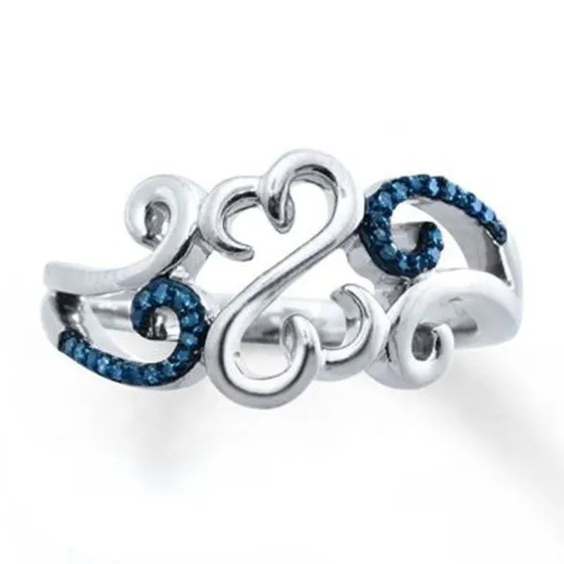 Trendy Heart Filigree Sapphire for Women Engagement Wedding Rings Jewelry Gift - WORLD TIME VISITS
