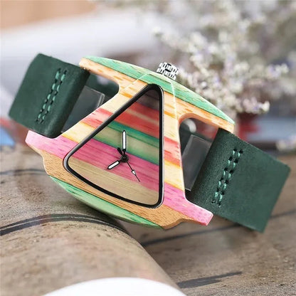 Beauty Wooden Quartz Wrist Watches for Lady Women Bracelet Gift