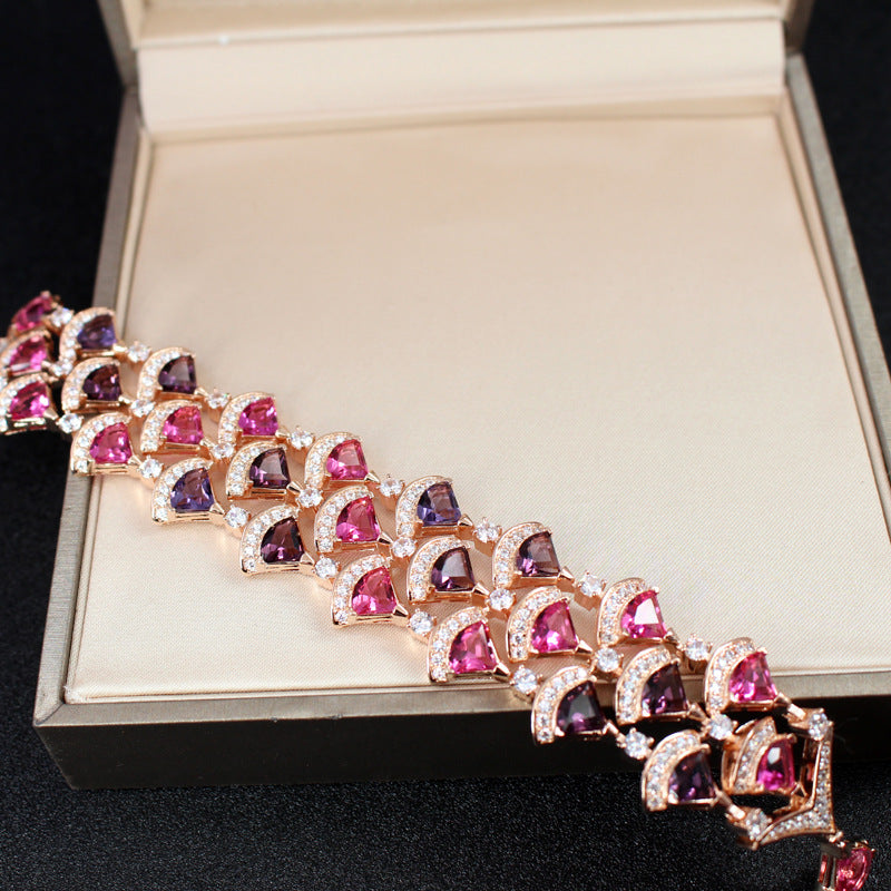 European and American Cross-Border Accessories Color Treasure Fan-Shaped Bracelet