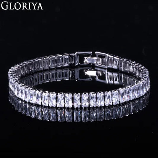 Gloriya Brand Gorgeous Top Grade Jewelry Sparkly CZ Crystal  Elegant Tennis Bracelet for Brides Wedding Party Gift
