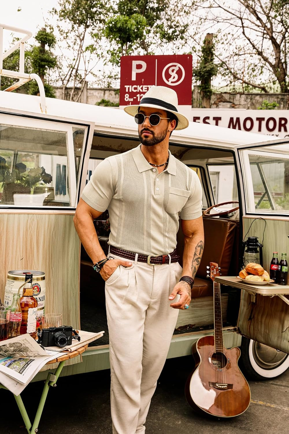Men'S Knit Polo Shirts Short Sleeve Texture Lightweight Golf Shirts Sweater