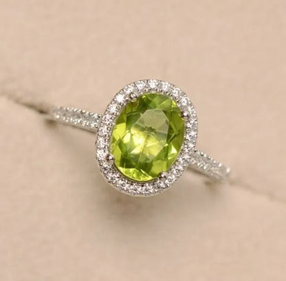 Fashion Women Jewelry Natural 6.0CT 925 Sterling Silver Peridot Diamond Ring Gemstone August Birthstone Wedding Engagement Rings Bridal Gift