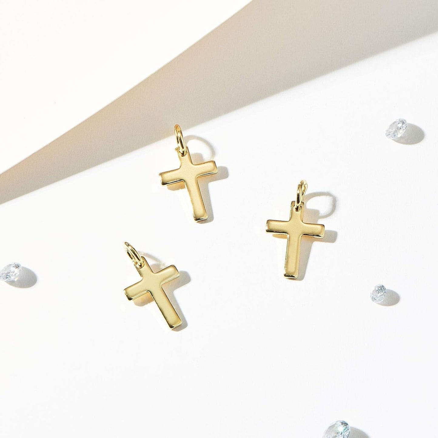 10 Pcs Craft Supplies Real 18K Gold Plated Beads Charms Pendants Cross Charms for Jewelry Making Crafting