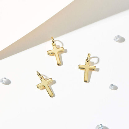 10 Pcs Craft Supplies Real 18K Gold Plated Beads Charms Pendants Cross Charms for Jewelry Making Crafting