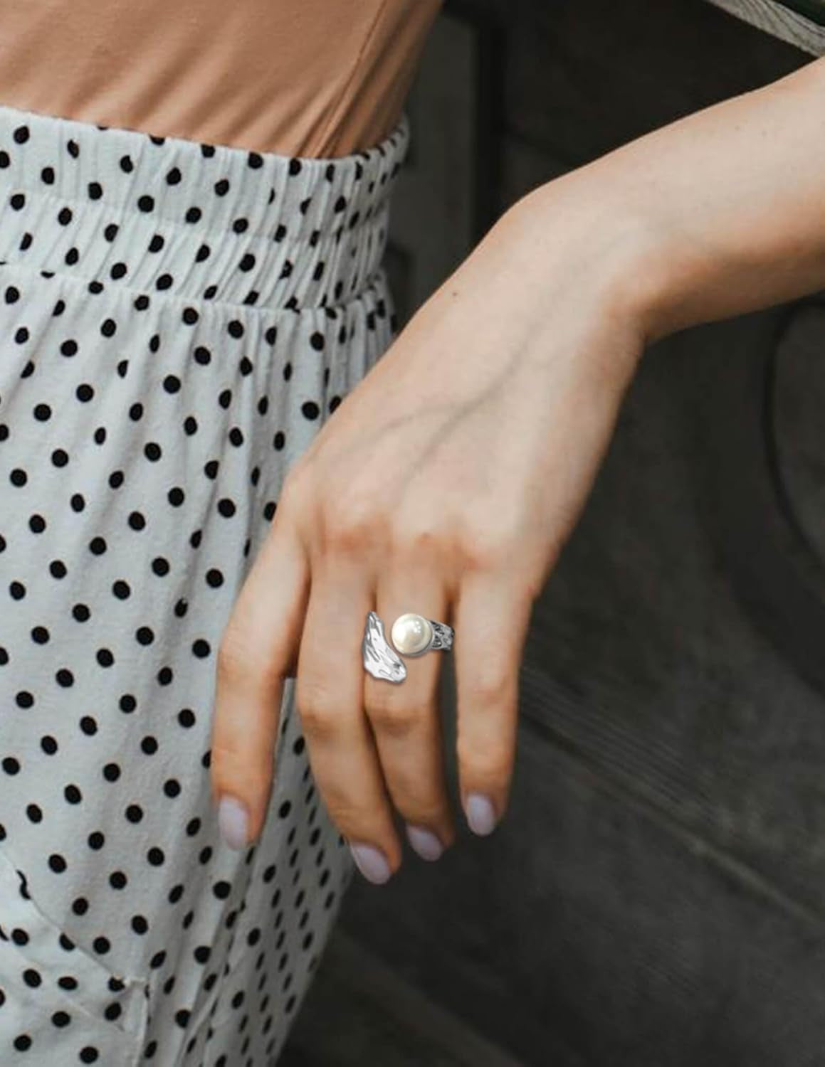 Pearl Ring, Real Freshwater Pearl Ring for Pearl Jewelry, Adjustable Silver Pearl Ring for Prom Jewelry, June Birthstone Rings for Women