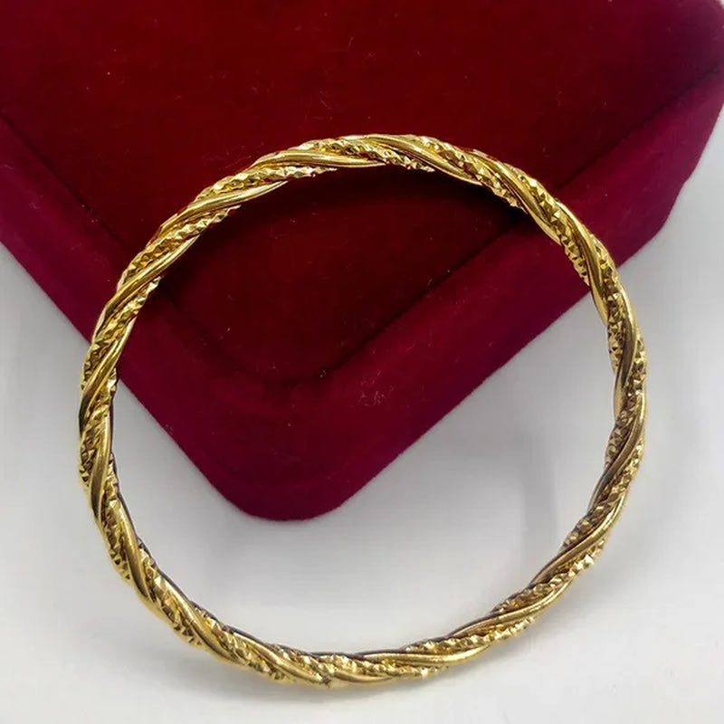 Vintage Twist Bracelet 24K Pure Gold Wave Design Bracelet Set