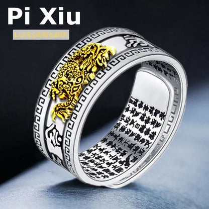 1Pc Jewelry Feng Shui Pixiu Mani Mantra Protection Wealth Ring