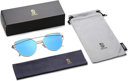 Cat Eye Sunglasses for Women Fashion Designer Style Mirrored Lenses