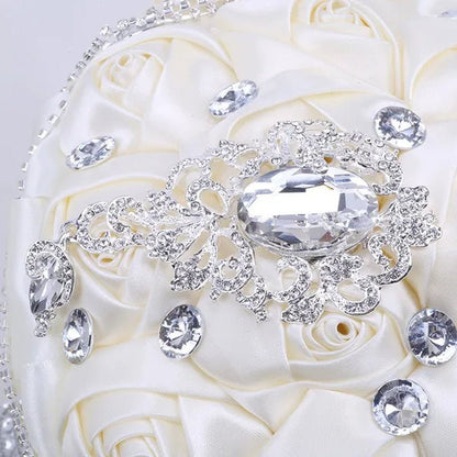 21CM Beautiful Rhinestone Tassel Wedding Bouquet Diamond Brooch Bouquet Satin Rose Bridal Holding Flower DIY Wedding Supplies