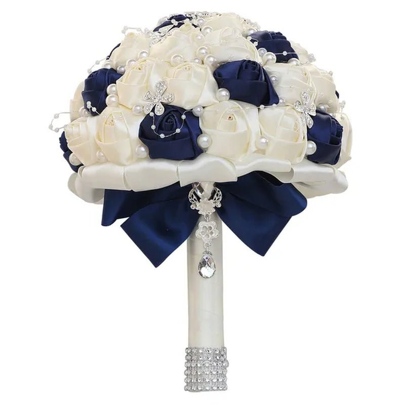 21CM Silk Rose Pearl Rhinestone New Style Bridal Bouquet Wedding Supplies Diamond Brooch Bouquet Bridesmaid Holding Flowers - WORLD TIME VISITS