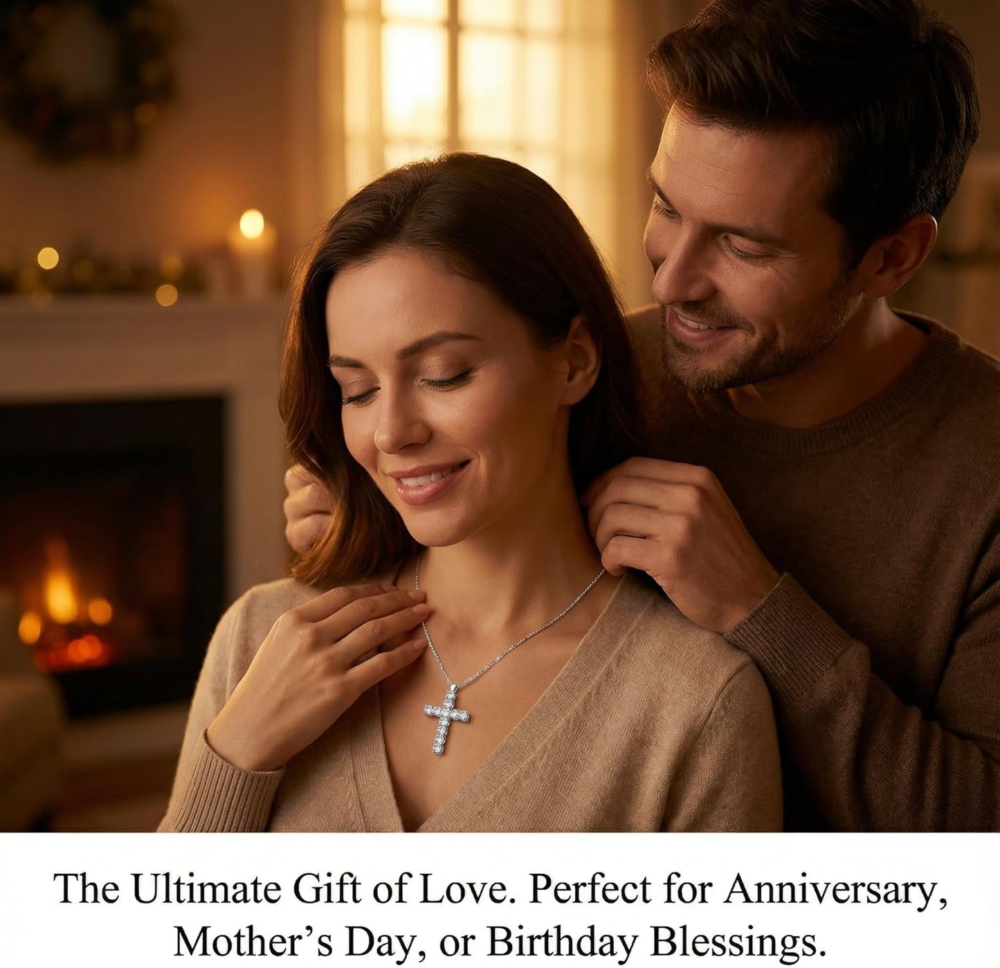 2.1Ct Women'S Moissanite Cross Necklace - S925 Sterling Silver White Pendant, D Color VVS1 Clarity Moissanite with GRA Certificate, Anniversary Birthday Mother'S Valentine'S Day Gift