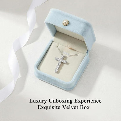 2.1Ct Women'S Moissanite Cross Necklace - S925 Sterling Silver White Pendant, D Color VVS1 Clarity Moissanite with GRA Certificate, Anniversary Birthday Mother'S Valentine'S Day Gift