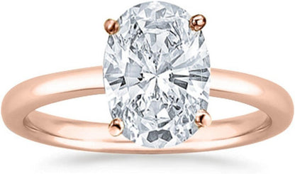 0.96 near 1 Ct Oval Cut Solitaire Diamond Engagement Ring 14K White Gold (G Color SI3 Clarity)