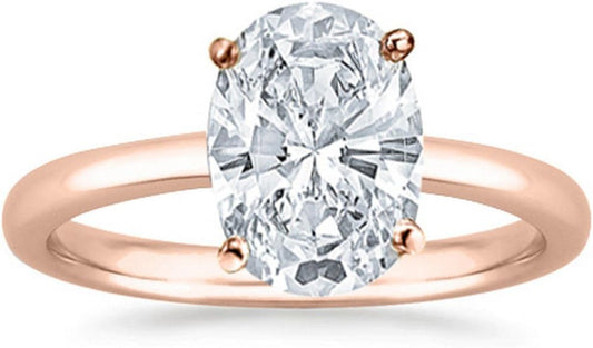 0.96 near 1 Ct Oval Cut Solitaire Diamond Engagement Ring 14K White Gold (G Color SI3 Clarity)